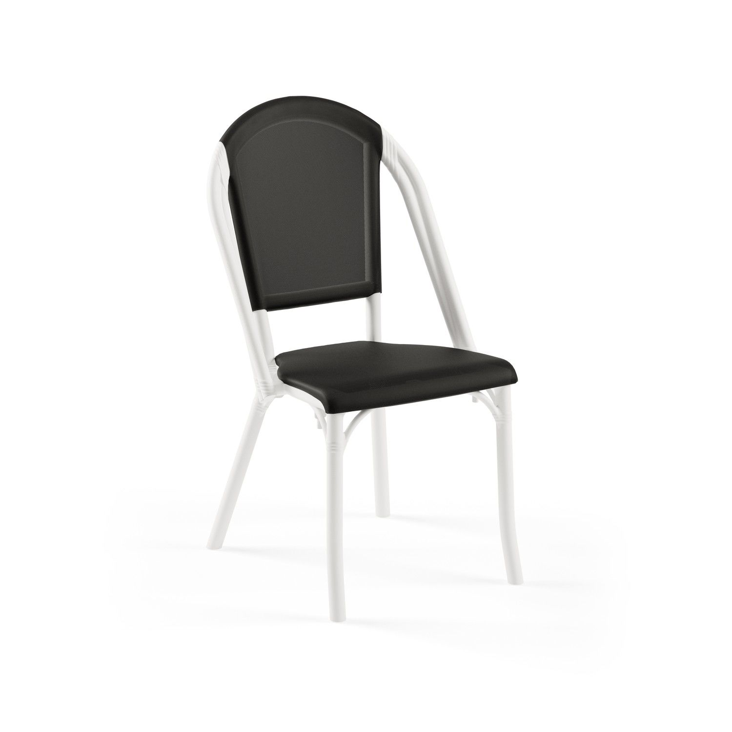 Beyaz Siyah Fileli Dış Mekan Plastik Bahçe Sandalyesi