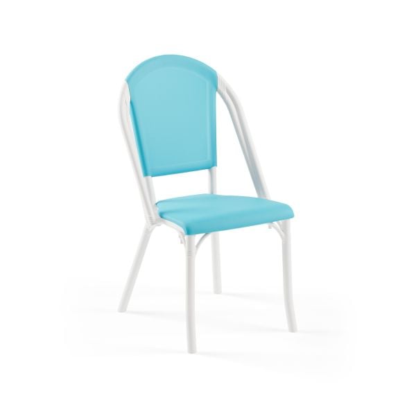 Beyaz Turkuaz Mavi Fileli Dış Mekan Bahçe Plastik Sandalye