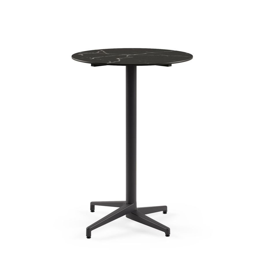 Moon Compact Laminat Bar Masası 70 cm Çap, Antrasit Ayaklı, Siyah Mermer Desenli, Paslanmaz Dış Mekan Bahçe Bar Masası - TSE Belgeli, Dayanıklı, Uzun Ömürlü