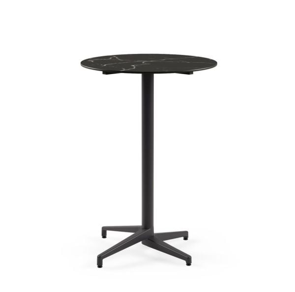 Moon Compact Laminat Bar Masası 70 cm Çap, Antrasit Ayaklı, Siyah Mermer Desenli, Paslanmaz Dış Mekan Bahçe Bar Masası - TSE Belgeli, Dayanıklı, Uzun Ömürlü