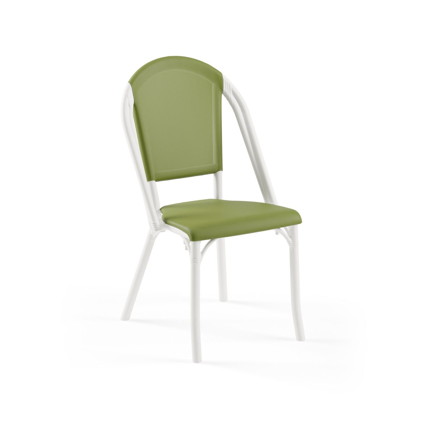 Yeşil Fileli Beyaz Gövde Dış Mekan Plastik Bahçe Sandalyesi