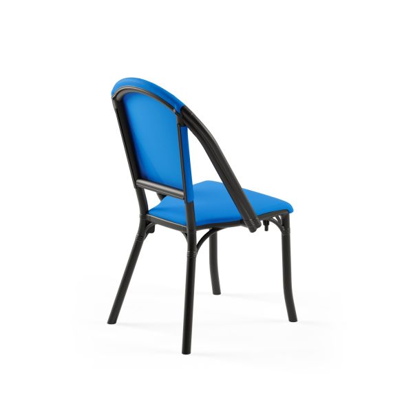 Siyah Gövde Koyu Mavi Fileli Plastik Bahçe Balkon Sandalyesi