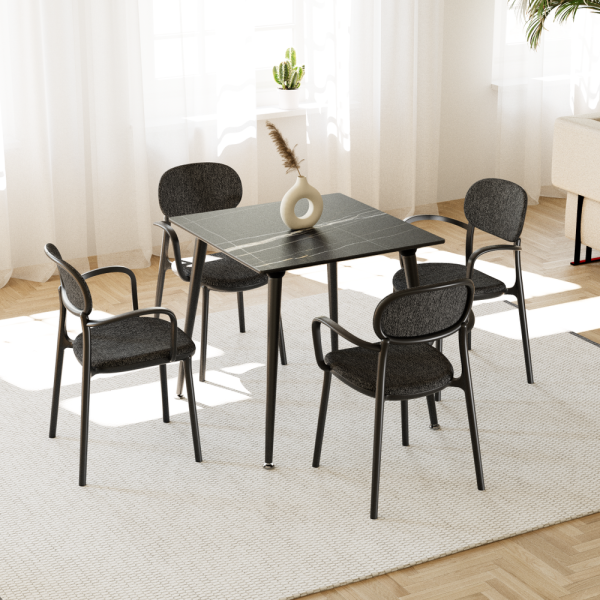 Compact Mutfak Masa Sandalye Takımı 4 Kişilik 77x77