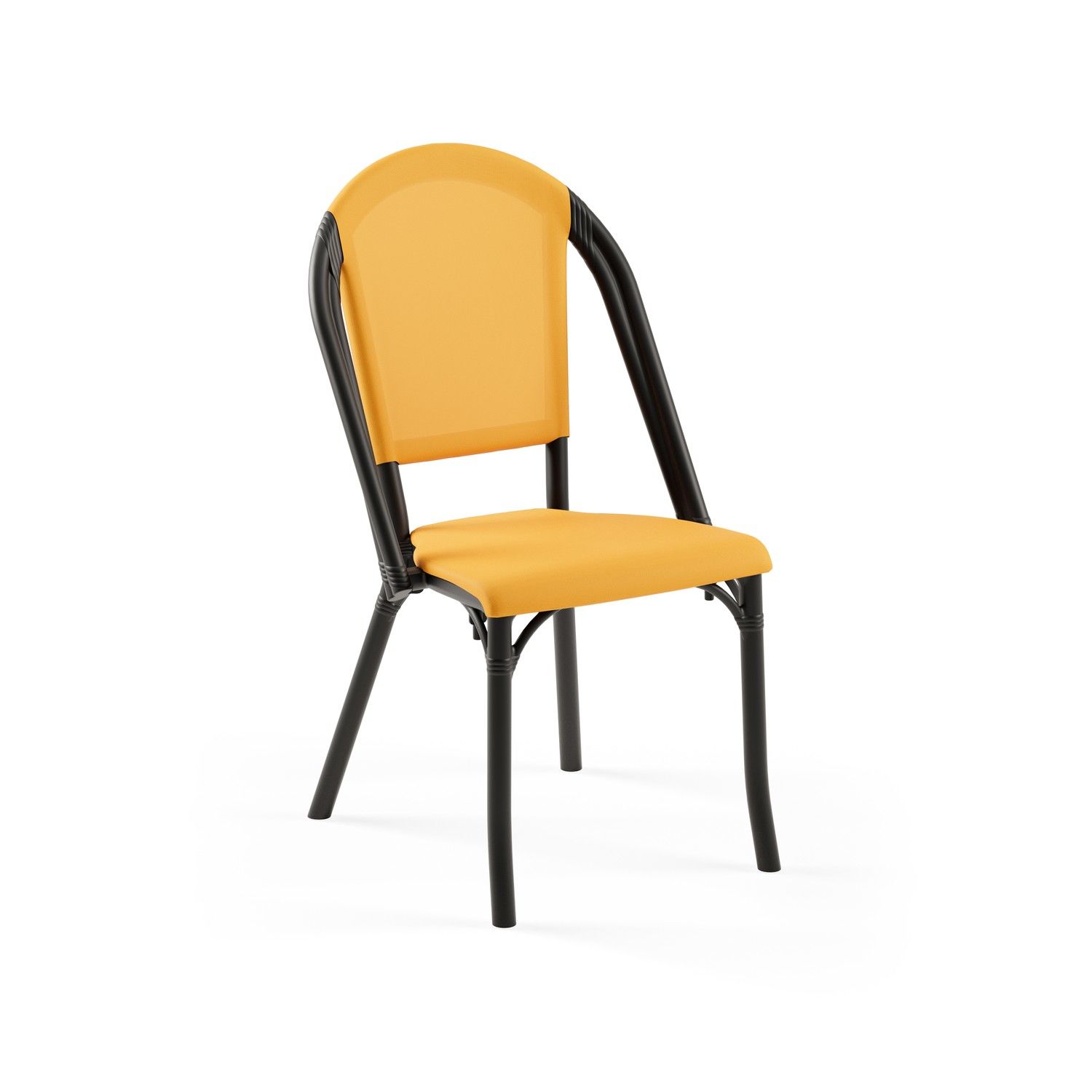 Siyah Gövde Sarı Fileli Plastik Bahçe Kafe Sandalyesi