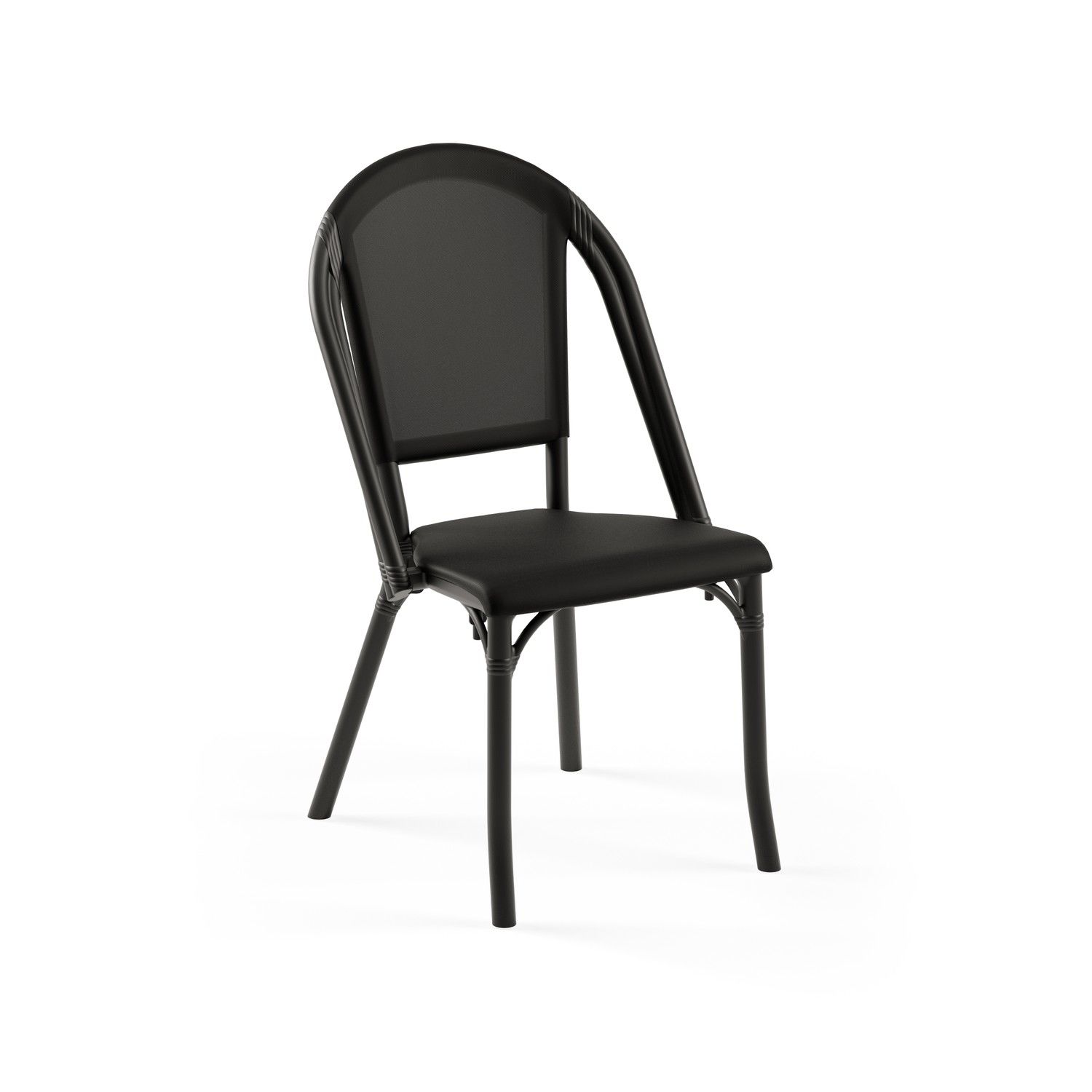 Siyah Gövde Siyah Fileli Plastik Bahçe Restaurant Sandalyesi