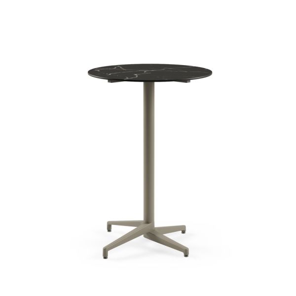 Moon Compact Laminat Katlanır Bar Masası 60 cm Yuvarlak Vizon Renk Ayaklı, Siyah Mermer Desenli, Paslanmaz Dış Mekan Bahçe Bar Masası, Dayanıklı, TSE Belgeli, Uzun Ömürlü, Çizilmeye Karşı Dirençli