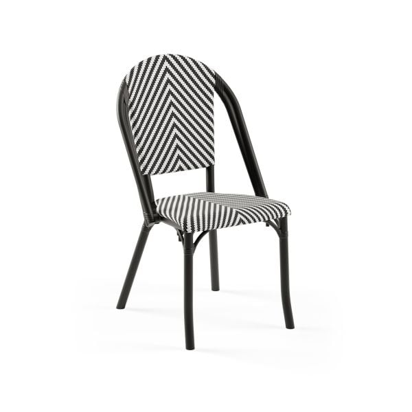 Siyah Gövde Siyah Beyaz Fileli Plastik Bahçe Sandalyesi
