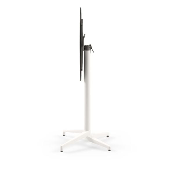 Moon Compact Laminat Katlanır Bar Masası 60 cm – Yuvarlak Beyaz Ayaklı ve Siyah Mermer Desenli Paslanmaz Dış Mekan Bahçe Bar Masası - TSE Belgeli, Dayanıklı Compact Laminat Üst Tabla