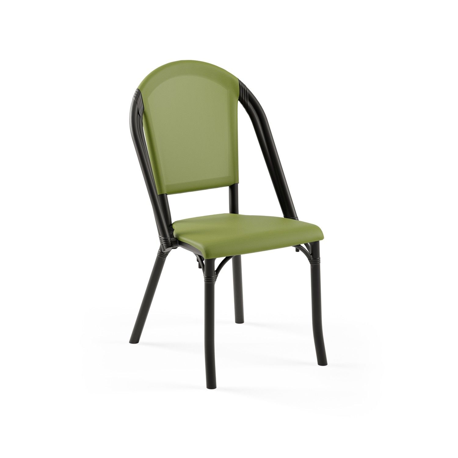 Siyah Gövde Yeşil Fileli Plastik Bahçe Otel Sandalyesi