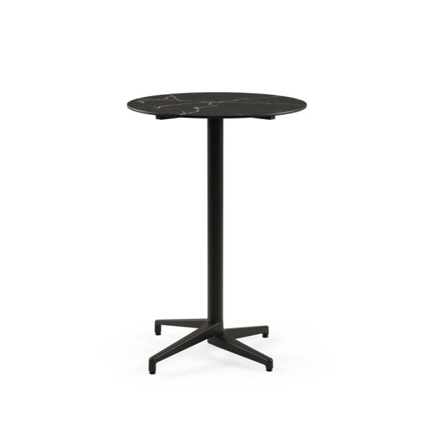 Moon Compact Laminat Katlanır Bar Masası 60 cm Yuvarlak Siyah Mermer Desenli Paslanmaz Ayaklı, İç ve Dış Mekan Kullanımına Uygun – TSE Belgeli, Dayanıklı Bahçe ve Kafe Bar Masası