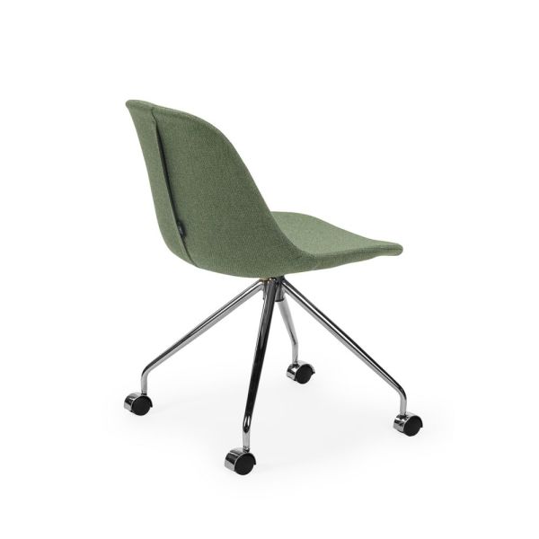 Metal Krom Ayak Yeşil Kumaş Ofis Sandalye