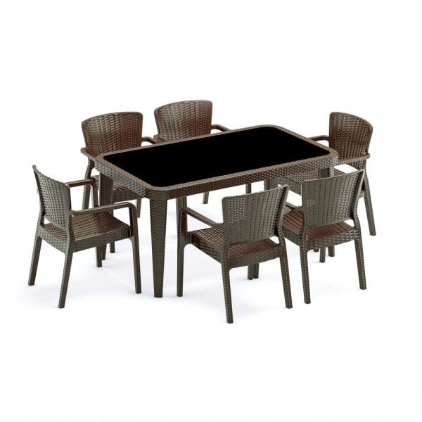 VENGE 6 KİŞİLİK DIŞ MEKAN BAHÇE MASA SANDALYE MODELİ