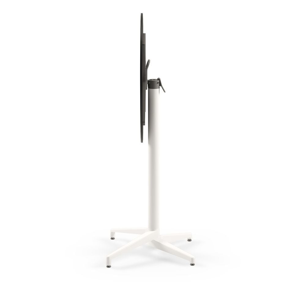 Moon Compact Laminat Katlanır Bar Masası - 77 cm Yuvarlak, Beyaz Ayaklı, Siyah Mermer Desenli, Paslanmaz, İç Mekan Ve Dış Mekan Bahçe Kullanımına Uygun