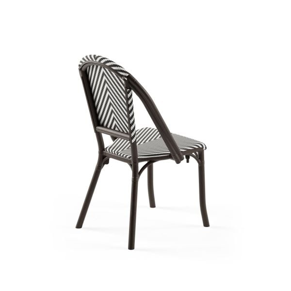 Venge Siyah Beyaz Fileli Bahçe Sandalyesi | İstiflenebilir
