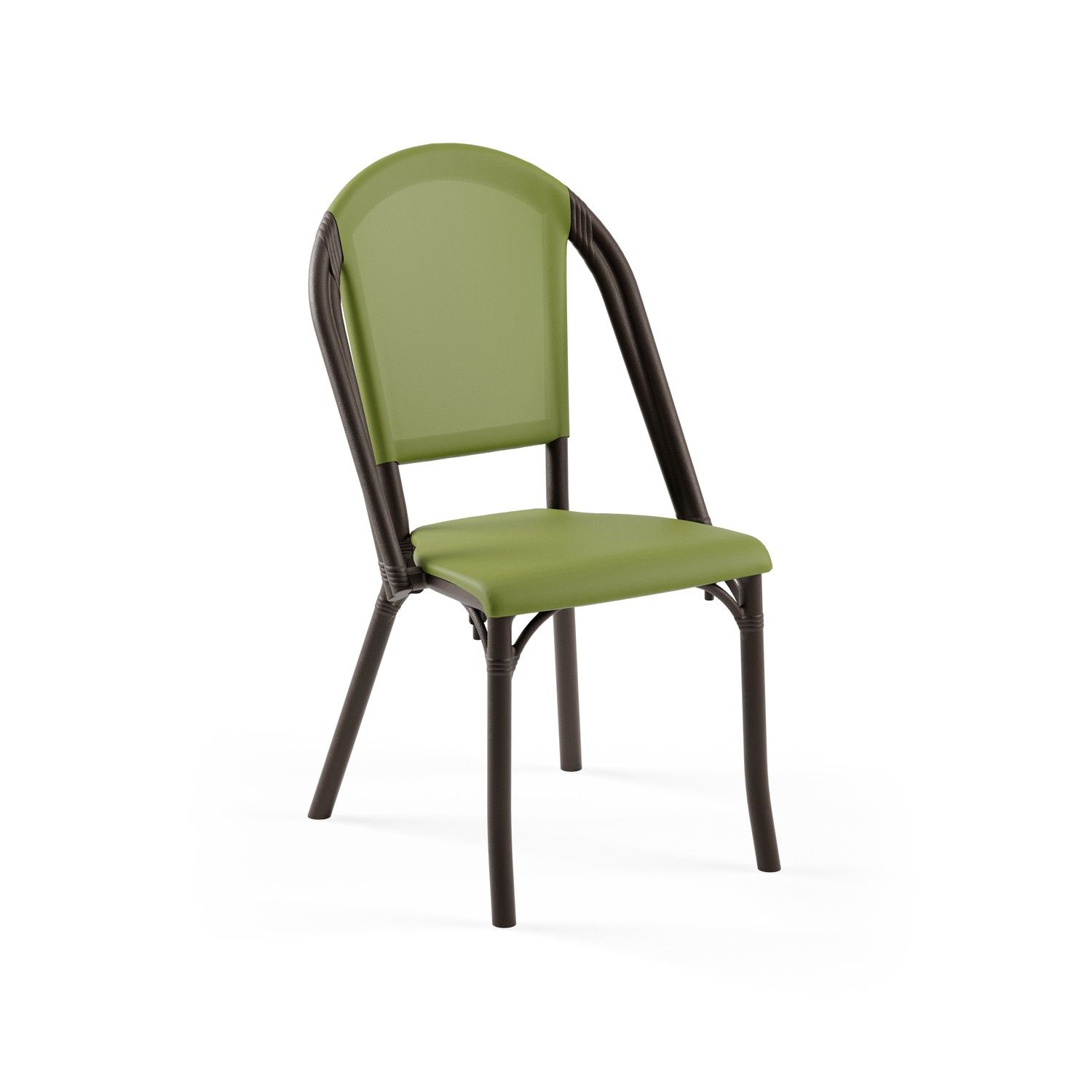 Venge Gövdeli Yeşil Fileli Bahçe Sandalyesi | İstiflenebilir