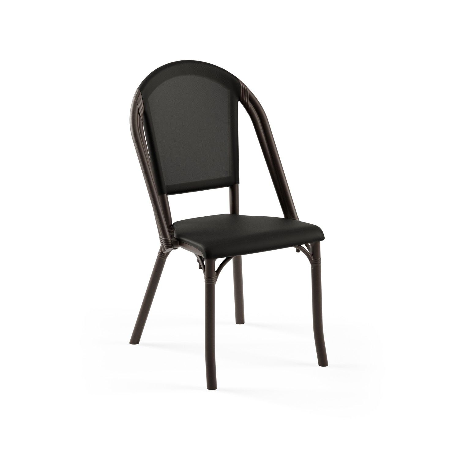 Venge Siyah Fileli Dış Mekan Bahçe Sandalyesi İstiflenebilir