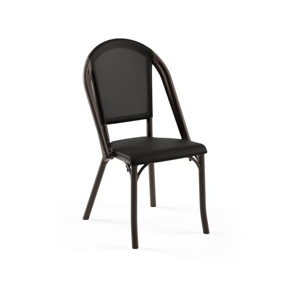 Venge Siyah Fileli Dış Mekan Bahçe Sandalyesi İstiflenebilir