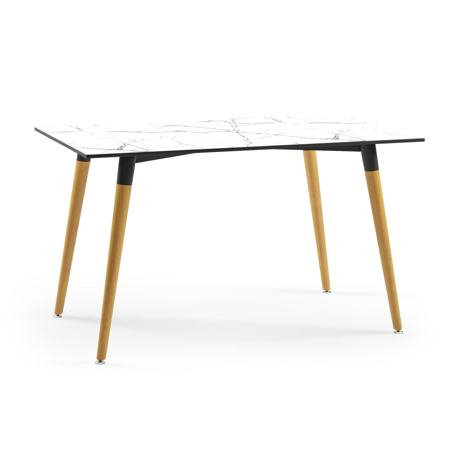 Ahşap Ayak Beyaz Mermer Compact Otel Masa 80x140