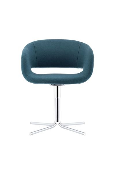 Elegant Metal krom Ayak Petrol Mavisi Kaşe Kumaş Modern Bekleme Sandalyesi