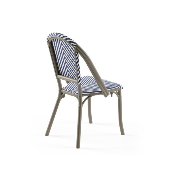 Vizon Mavi Beyaz Fileli Plastik Dış Mekan Bahçe Sandalyesi