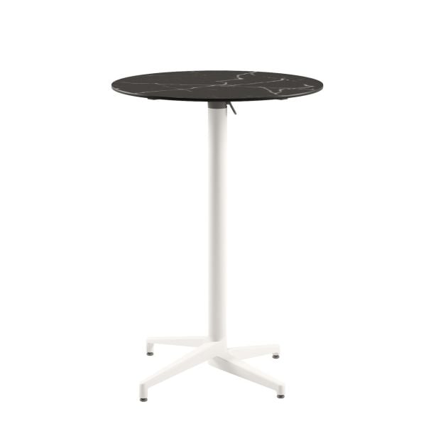 Moon Compact Laminat Katlanır Bar Masası 70 cm – Siyah Mermer Desenli, Paslanmaz, Katlanır Bahçe ve Dış Mekan Bar Masası