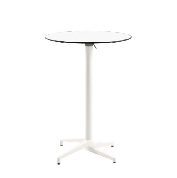 Moon Beyaz Compact Laminat Katlanır Bar Masası | 70 cm Yuvarlak | Beyaz Ayaklı, Paslanmaz, Dış Mekan Bahçe ve Bar Masası