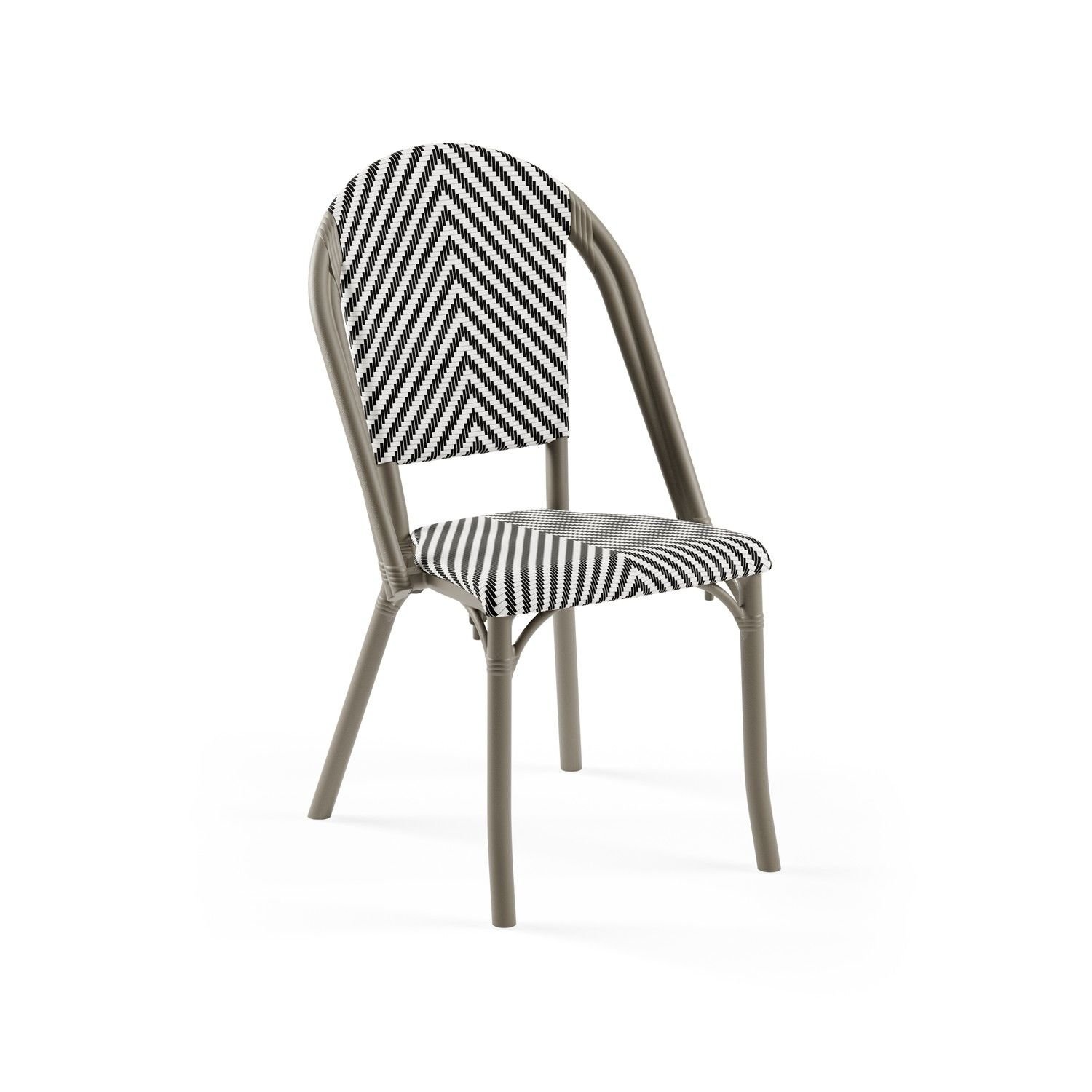 Vizon Siyah Beyaz Fileli Plastik Bahçe Sandalyesi