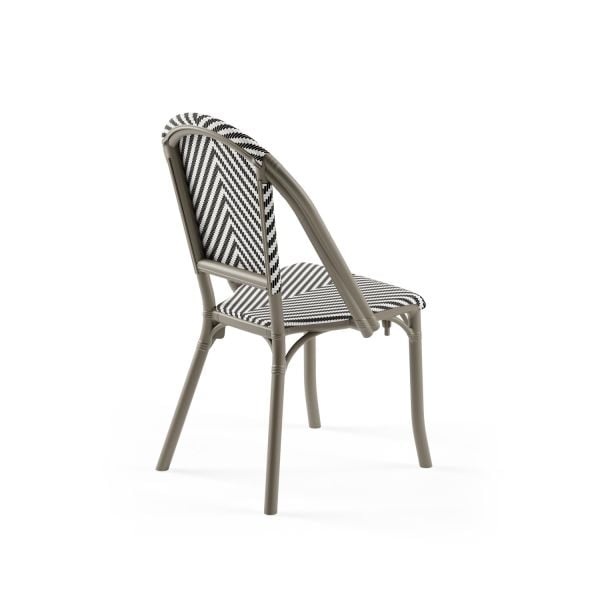 Vizon Siyah Beyaz Fileli Plastik Bahçe Sandalyesi