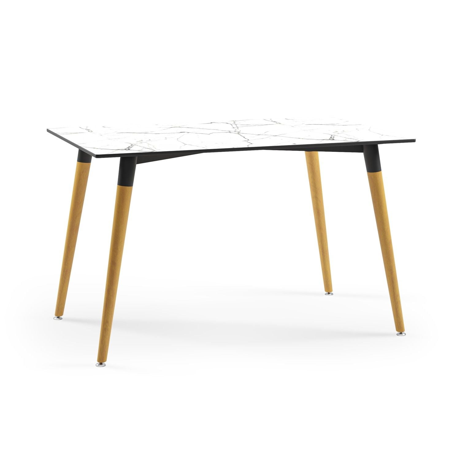 Ahşap Ayak Beyaz Mermer Compact Mutfak Masası