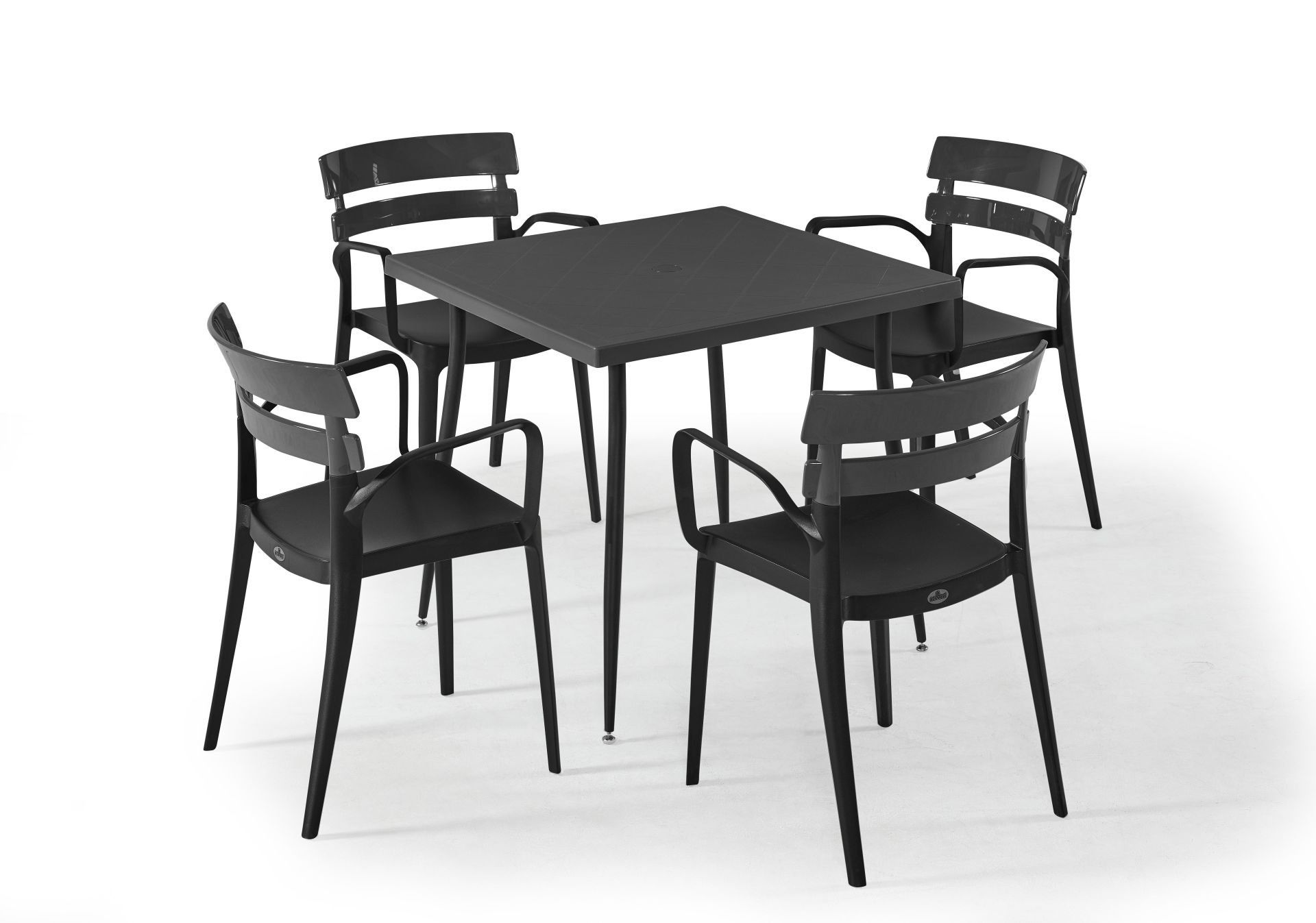 Siyah Antrasit Kare 80x80 cm Dış Mekan Bahçe Masa Sandalye Takımı Ev Bahçeleri Havuz Kenarı Mutfak Otel Restoran ve Kafe İçin Uygun