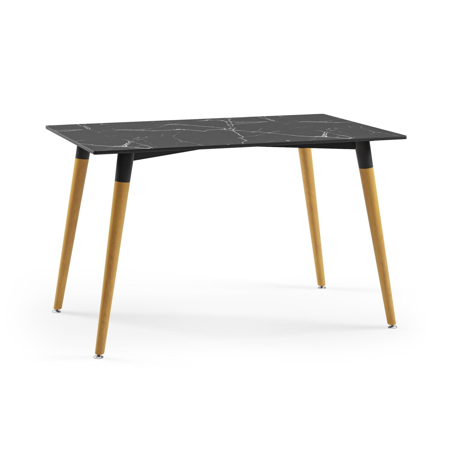 Ahşap Ayak Siyah Mermer Compact Mutfak Masası