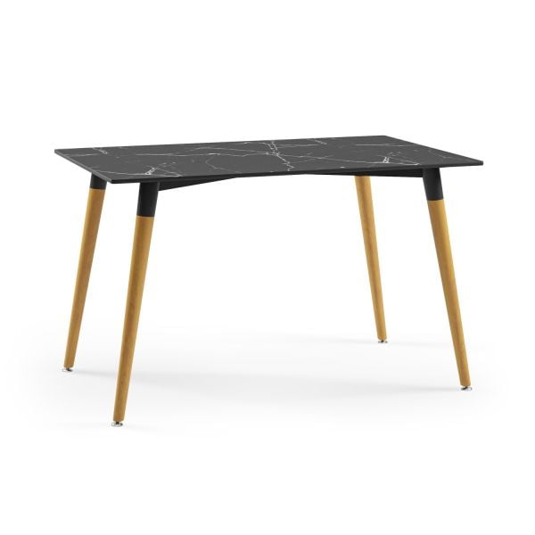 Ahşap Ayak Siyah Mermer Compact Mutfak Masası
