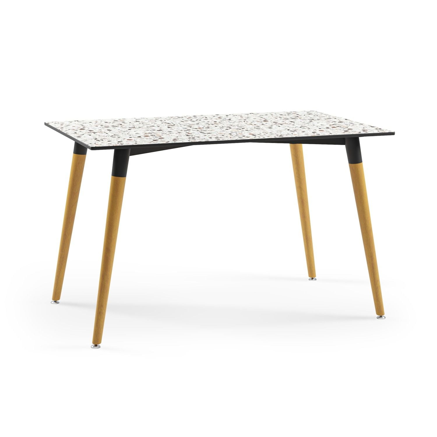 Ahşap Ayak Terrazzo Compact Laminat Mutfak Masası