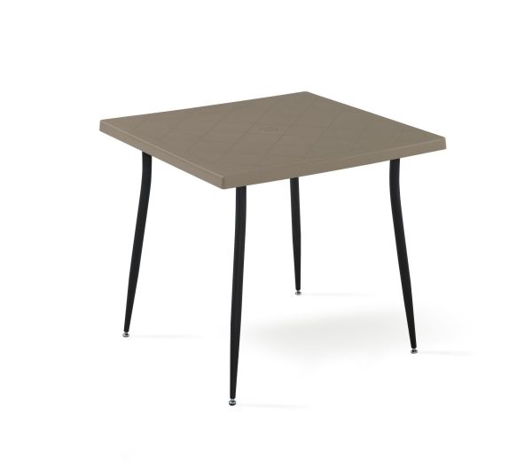 Siyah Kum Beji Dış Mekan Bahçe Masa Sandalye Takımı - 4 Kişilik Kare 80x80 cm Set Ev Bahçeleri Havuz Kenarı Kafe Restoran Teras ve Balkon İçin Uygun