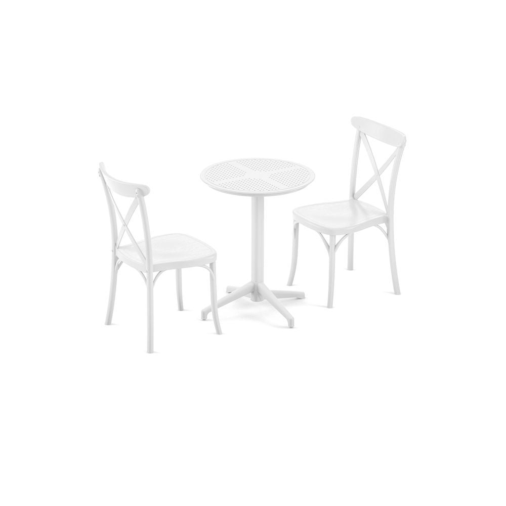2 KİŞİLİK BAYAZ DIŞ MEKAN BAHÇE MASA SANDALYE TAKIMI