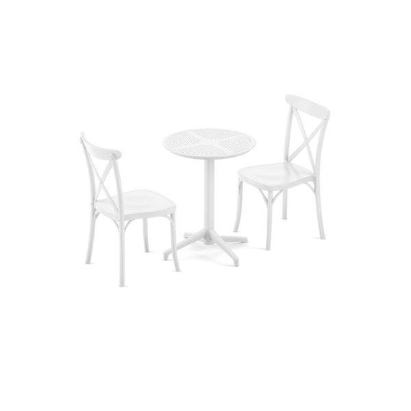 2 KİŞİLİK BAYAZ DIŞ MEKAN BAHÇE MASA SANDALYE TAKIMI