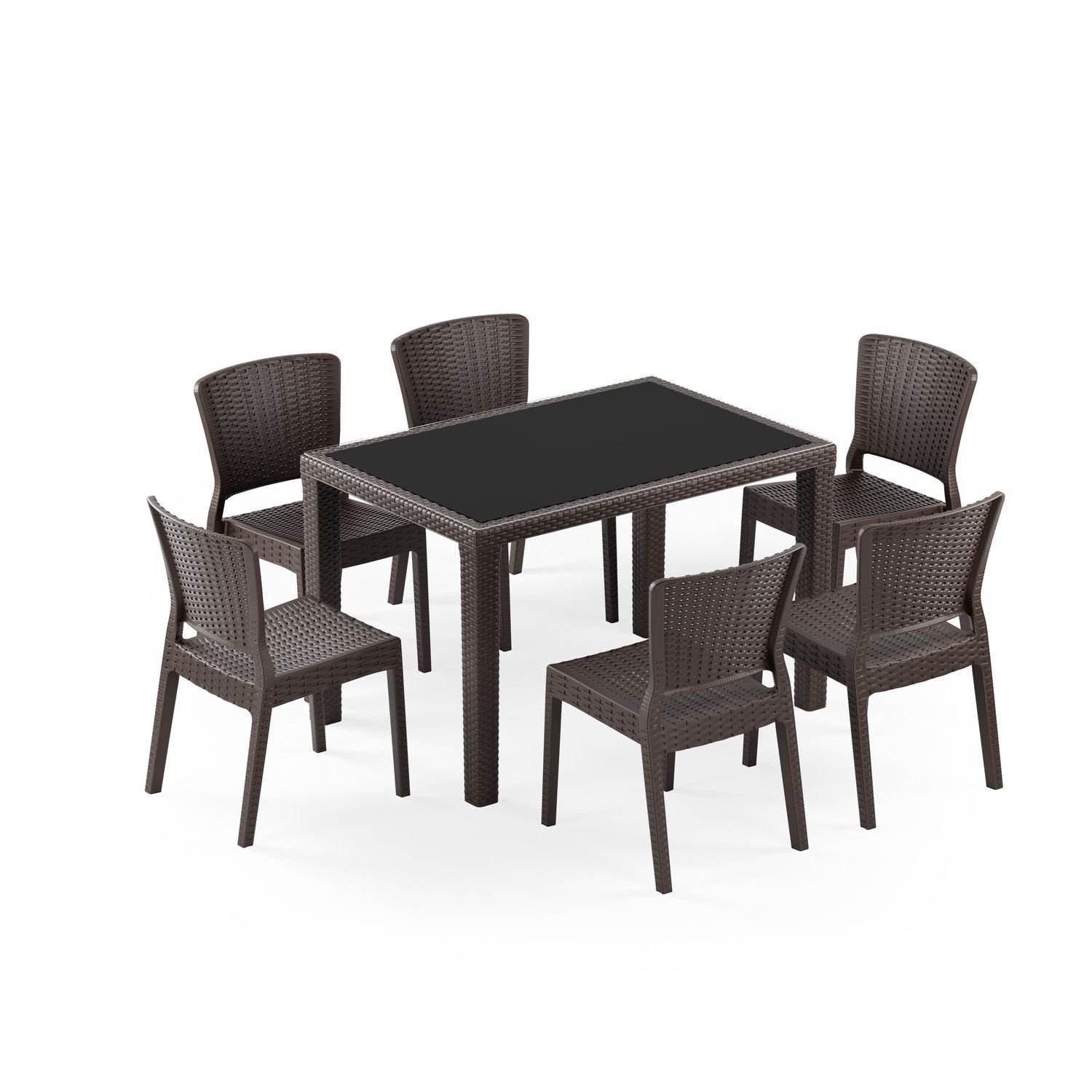 Venge Dış Mekan Bahçe Masa Sandalye Takımı 6 Kişilik 80x120