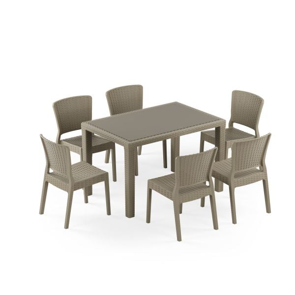 Vizon Dış Mekan Bahçe Masa Sandalye Takımı 6 Kişilik 80x120