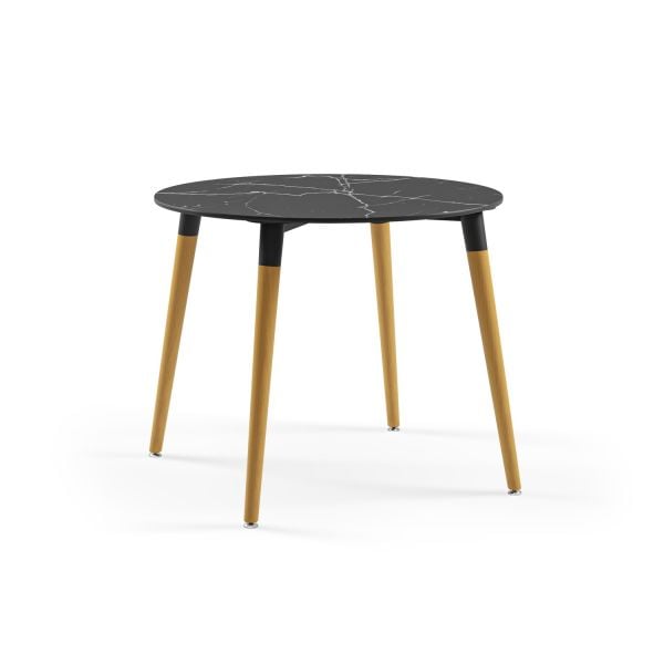 Siyah Mermer Compact Yuvarlak Cafe Masası 90 cm