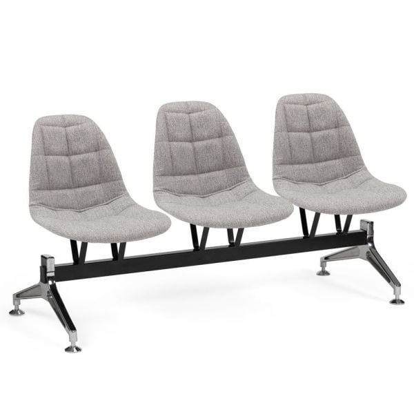 Gri Üçlü Ofis Bekleme Koltuğu