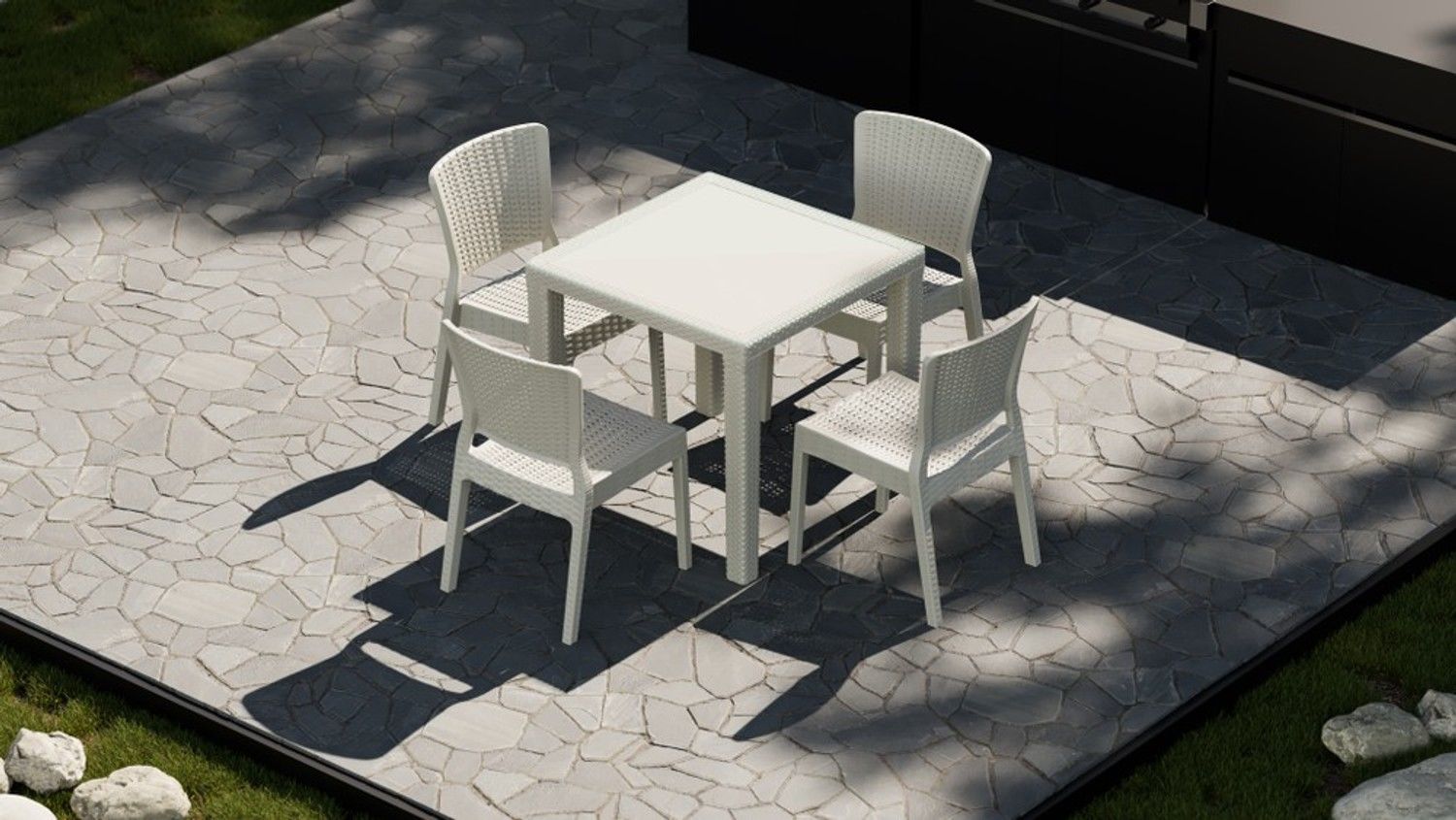 Bej 4 Kişilik Dış Mekan Bahçe Masa Sandalye Takımı 80x80