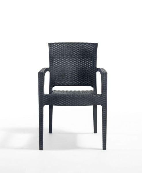 \'\'Antrasit Rattan 6 Kişilik Bahçe Masa Sandalye Seti – 90x150 Dikdörtgen Dış Mekan Takımı\'\'