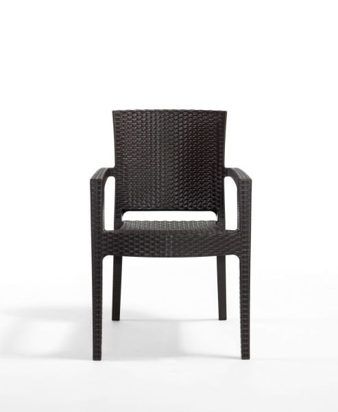 6 Kişilik Kahverengi Rattan Bahçe Masa Sandalye Takımı Dış Mekanlar İçin Dikdörtgen 90x150 Masa Seti Havuz Kenarı Teras Balkon Kafe Restoran Otel Kullanımına Uygun Bahçe Mobilyası