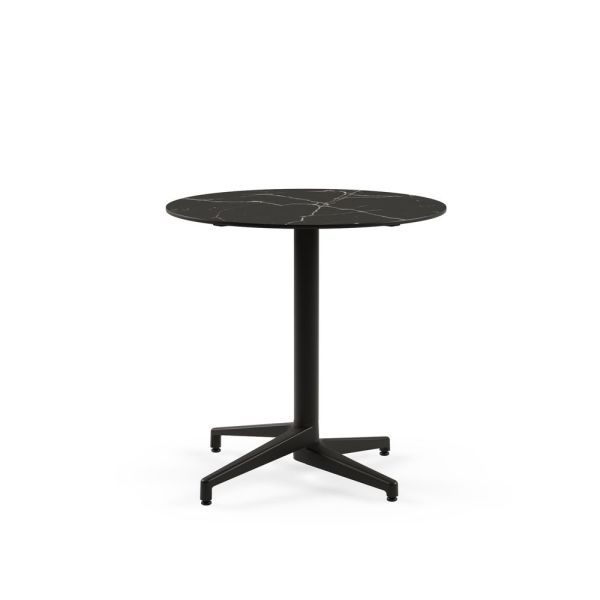 Moon Compact 60 cm Yuvarlak Siyah Ayaklı Siyah Mermer Desenli Bahçe Masası – Paslanmaz, Dayanıklı, Şık Tasarım