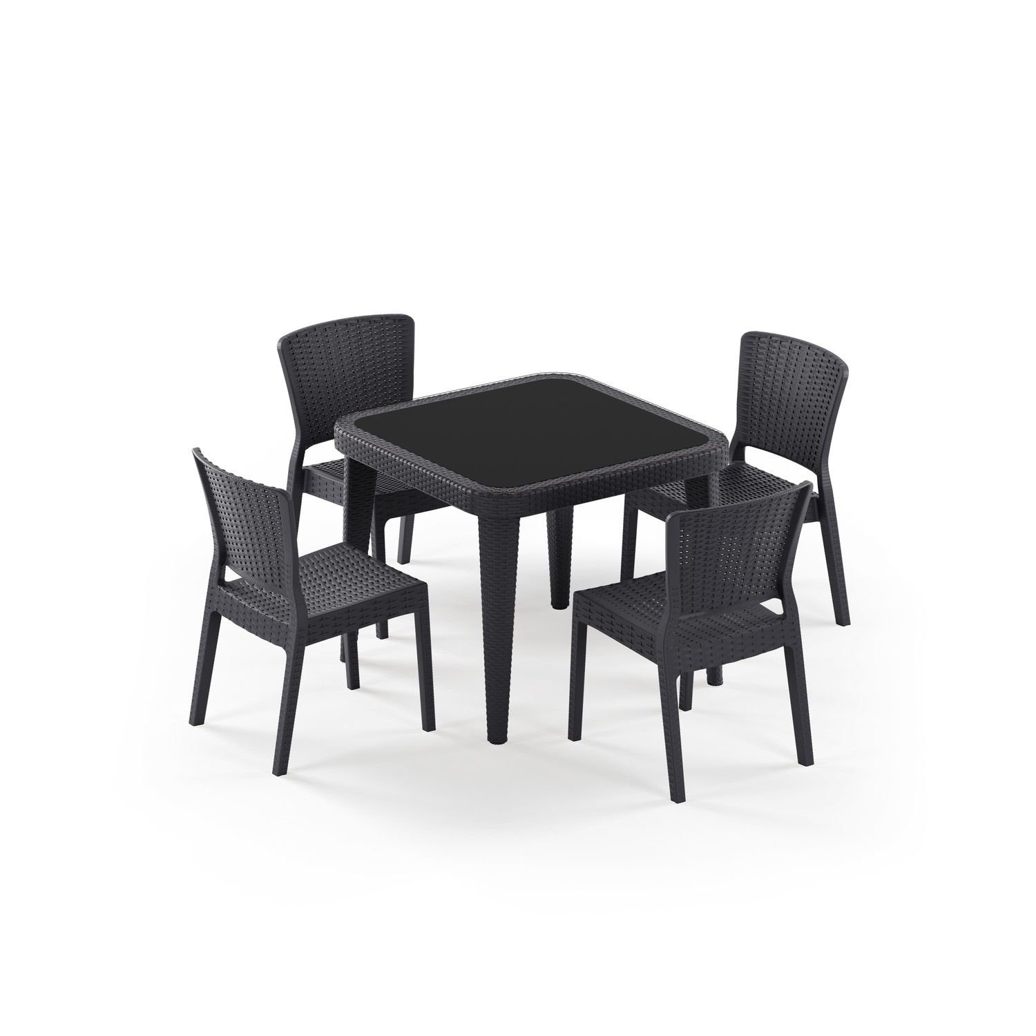 Antrasit 4 Kişilik 90x90 Dış Mekan Bahçe Masa Sandalye