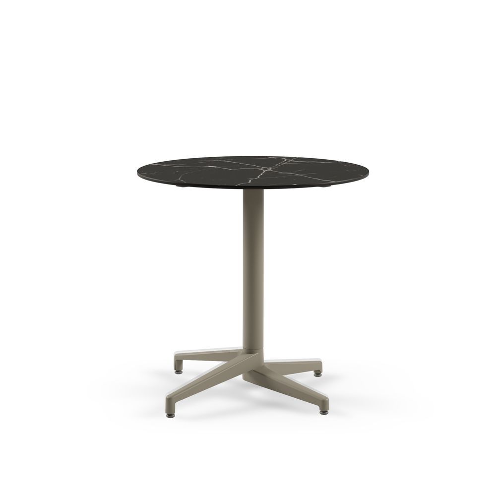 Moon Compact Laminat Masa 60 cm Yuvarlak – Vizon Ayaklı, Siyah Mermer Desenli, Paslanmaz Bahçe ve Dış Mekan Masası