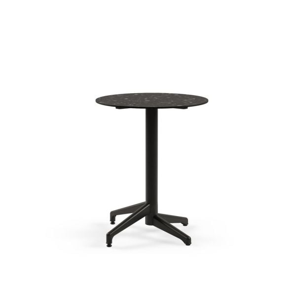 Moon Compact Laminat Masa 60 cm Yuvarlak Siyah Ayaklı Paslanmaz Bahçe Masası | TSE Belgeli, İç ve Dış Mekan Kullanıma Uygun, Çizilmeye Dayanıklı