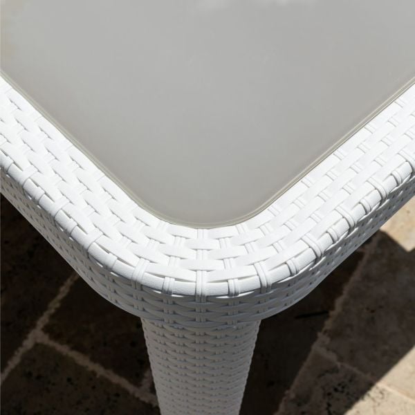 Beyaz 4 Kişilik 90x90 Dış Mekan Bahçe Masa Sandalye Takımı