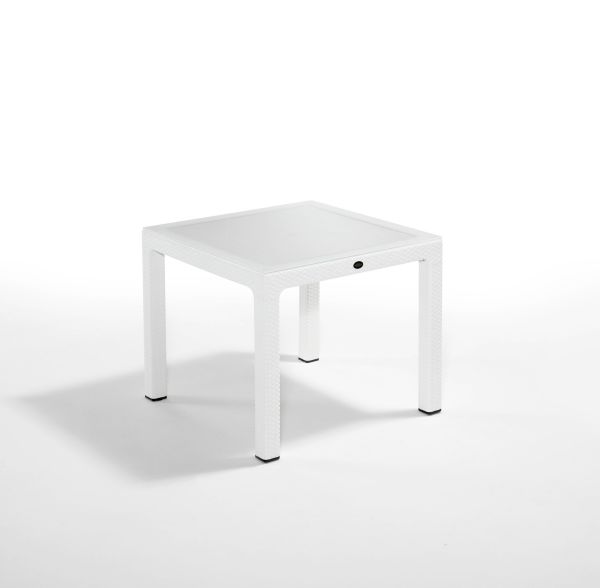 Beyaz Renkli Dış Mekan Bahçe Masa Sandalye Takımı 4 Kişilik 90x90 Dikdörtgen Masa ve Sandalyeler Teras Havuz Kenarı ve Kafe Kullanımı İçin İdeal