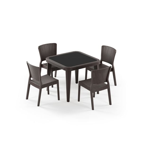 Venge 4 Kişilik 90x90 Dış Mekan Bahçe Masa Sandalye Takımı